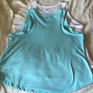 Danskin Women's Tank Tops - White and Aqua Bundle Size Large